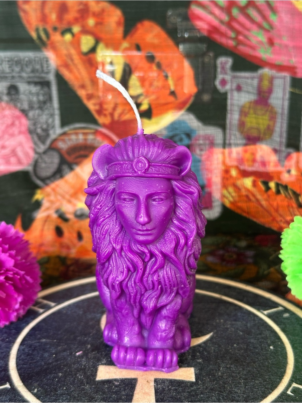 Handmade Purple Lion Guardian Candle – Mystical Lion Figure